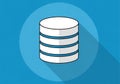 Database icon on blue background representing data storage and management Royalty Free Stock Photo