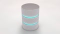 Database icon with blue stripes glowing, on white. Royalty Free Stock Photo