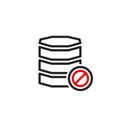Database icon with not allowed sign. Database icon and block, forbidden, prohibit symbol Royalty Free Stock Photo