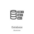database icon vector from blockchain collection. Thin line database outline icon vector illustration. Linear symbol for use on web Royalty Free Stock Photo