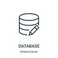database icon vector from interaction set collection. Thin line database outline icon vector illustration Royalty Free Stock Photo