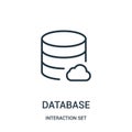 database icon vector from interaction set collection. Thin line database outline icon vector illustration Royalty Free Stock Photo