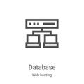 database icon vector from web hosting collection. Thin line database outline icon vector illustration. Linear symbol for use on Royalty Free Stock Photo