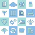 Database icons flat line Royalty Free Stock Photo