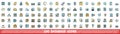 100 database icons set, color line style Royalty Free Stock Photo