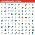 100 database icons set, isometric 3d style