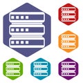 Database icons set Royalty Free Stock Photo