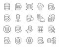 Database Icons Set. Such as Data Processing and Management, Customization, Exchange, Protection, Repair and others