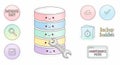 Database icons with wrench and transparent background Royalty Free Stock Photo