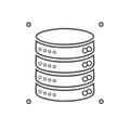 Database illustration depicting layered storage and data management conceptual line art Royalty Free Stock Photo