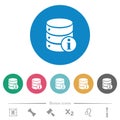 Database info flat round icons