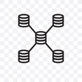 Database Interconnected vector linear icon isolated on transparent background, Database Interconnected transparency concept can be