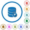 Database layers icons with shadows and outlines
