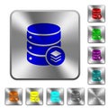 Database layers rounded square steel buttons