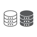 Database line and glyph icon, data Royalty Free Stock Photo
