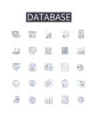 Database line icons collection. Data storage system, Data management software, Digital repository, Information warehouse