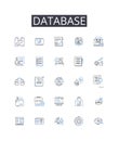 Database line icons collection. Data storage system, Data management software, Digital repository, Information warehouse