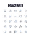 Database line icons collection. Data storage system, Data management software, Digital repository, Information warehouse