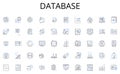 Database line icons collection. Mentorship, Leadership, Development, Advice, Accountability, Vision, Clarity vector and Royalty Free Stock Photo