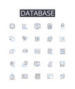 Database line icons collection. Vault, Storage, Safekeeping, Holding, Preservation, Custody, Security vector and linear