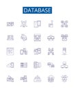 Database line icons signs set. Design collection of Database, Store, Records, Storage, Information, Data, Access, SQL Royalty Free Stock Photo