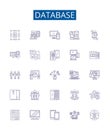 Database line icons signs set. Design collection of Database, Store, Records, Storage, Information, Data, Access, SQL Royalty Free Stock Photo