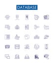 Database line icons signs set. Design collection of Database, Store, Records, Storage, Information, Data, Access, SQL Royalty Free Stock Photo