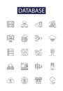 Database line vector icons and signs. DB, Storage, Files, Tables, Access, SQL, Query, Records outline vector