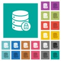 Database lock square flat multi colored icons Royalty Free Stock Photo