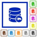 Database loopback flat framed icons Royalty Free Stock Photo