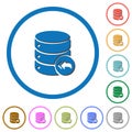 Database loopback icons with shadows and outlines Royalty Free Stock Photo