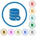 Database macro fast backward icons with shadows and outlines Royalty Free Stock Photo