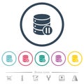 Database macro pause flat color icons in round outlines Royalty Free Stock Photo