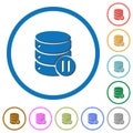 Database macro pause icons with shadows and outlines Royalty Free Stock Photo