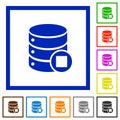 Database macro stop flat framed icons