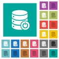 Database main switch square flat multi colored icons