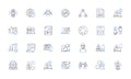 Database management line icons collection. Indexing, Schema, Queries, Backup, Restore, Replication, Clustering vector