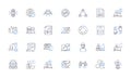 Database management line icons collection. Indexing, Schema, Queries, Backup, Restore, Replication, Clustering vector
