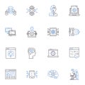 Database management line icons collection. SQL, Schema, Query, Indexing, Backup, Recovery, Optimization vector and