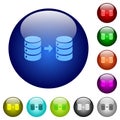 Database mirroring color glass buttons Royalty Free Stock Photo