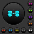 Database mirroring dark push buttons with color icons Royalty Free Stock Photo