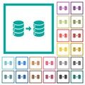 Database mirroring flat color icons with quadrant frames Royalty Free Stock Photo