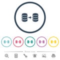 Database mirroring flat color icons in round outlines Royalty Free Stock Photo