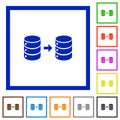 Database mirroring flat framed icons