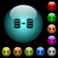 Database mirroring icons in color illuminated glass buttons Royalty Free Stock Photo