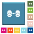 Database mirroring white icons on edged square buttons Royalty Free Stock Photo