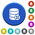 Database modules beveled buttons