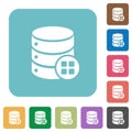 Database modules rounded square flat icons Royalty Free Stock Photo