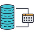 Database network administration flat vector icon. Cloud storage service. Royalty Free Stock Photo
