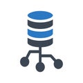 Database network glyph color flat vector icon Royalty Free Stock Photo